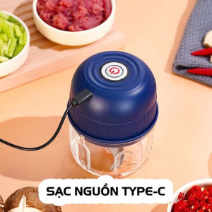 Máy xay thịt tỏi ớt sạc tích điện cối xay bằng thủy tinh dung tích 250ml