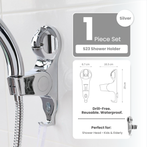 FECA S23 Adjustable Shower Head Holder | 45-Degree Tilt Suction Cup Mount for Easy Height Adjustment | Ideal for Pets & Kids