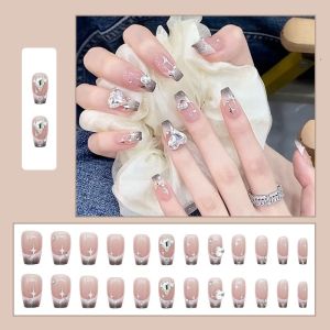 Set móng tay Nails By Mia 24 móng ba lê ngắn với đầu móng tay hình ngôi sao kiểu Pháp Z078
