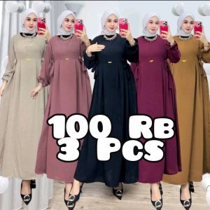 Nikita Dress 100 Rb 3 Pcs - Gamis Chibi Tali Samping Airflow Premium Muslim Terbaru