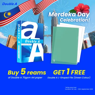 DoubleA A4 Paper 70gsm (FOC 1pc Double A L-Shaped File) *Limit 1 carton per order