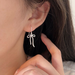 Viviann Original S925 Silver Simple Popular Bow Earhook Womens Style Earrings Charm Drop Earrings For Women Grils Gift