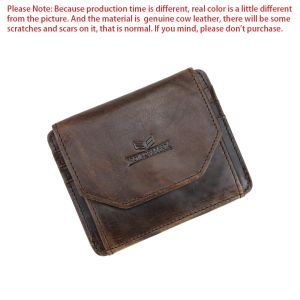 Roya Bagger ví cho nam ngắn da bò thật cổ điển ví đựng tiền xu dung tích lớn đồ đựng thẻ trifold Ví nam 1464