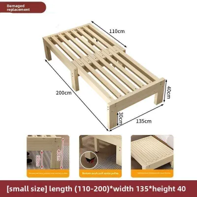 Folding Bed Eco-friendly Solid Wood Sofa Bed Extendable Bed Pull-out Bed Small Living Room Tatami Mat Easy Sliding Folding And Splicing Bed