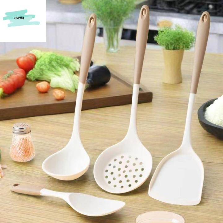 HUNIU 4/3/2Pcs ป้องกันการลวก ชุดอุปกรณ์ทำอาหารซิลิโคน ทนความร้อนทน ด้าม ...