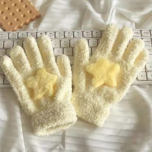 RBRY Cycling Coral Velvet Gloves Warmer Coral velvet Plush Gloves  Cartoon Star Plush Gloves Women