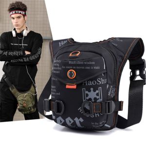 JUTBONG Men Nylon Riding Motorcycle Fanny Pack Drop Leg Bag Hip Bum Belt Bag Waist Belt Pack Thigh