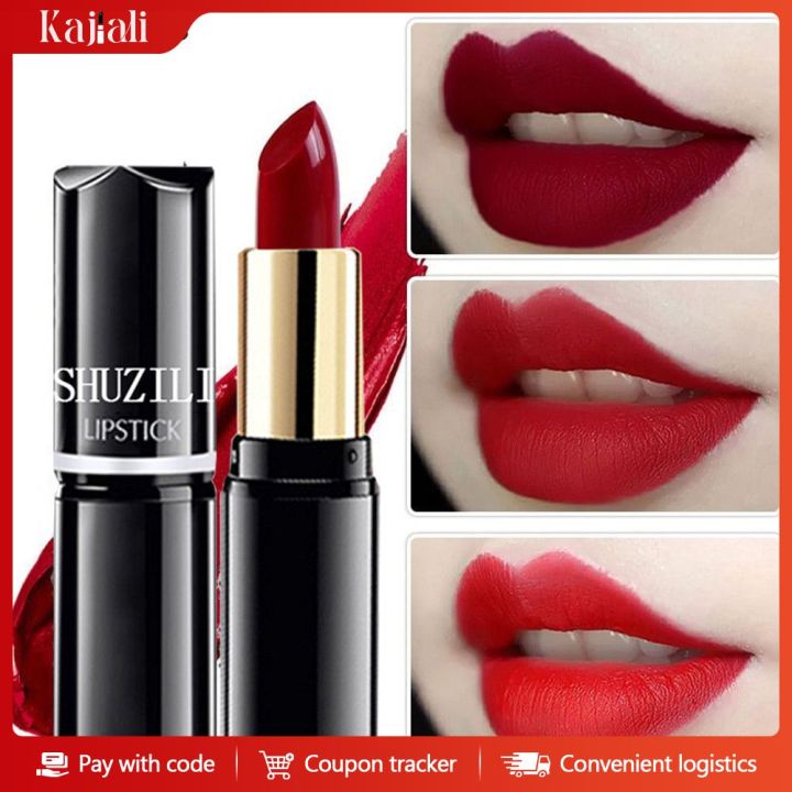 Kajiali [2-3 Days Delivery]2025 Shuzili Round Tube Lipstick Matte Waterproof Moisturizing Non-stick Cup Non-drying High Pigment Qi Field Red Liptint 12colors