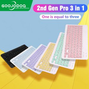 Goojodoq 2nd gen Pro 10 Inch 3 in 1 Wireless Bluetooth Keyboard Mouse Set Office Silent Keyboard For ipad Tablet