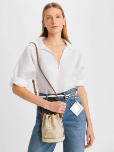 (Auth Tuồn Chính Hãng) Túi Đeo Chéo T O R Y Bruch Canvas Dây Rút Miệng Túi Size 18cm [Fullbox]
