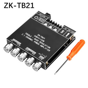 ZK-TB21 Bluetooth 5.0 Subwoofer Amplifier Board 50W*2+100W 2.1 Channel Power Audio Stereo Bass AMP TPA3116D2 DC 12-24V Stereo Amplifier Board Bluetooth and AUX Inputs DIY Wireless Speakers AMP Board