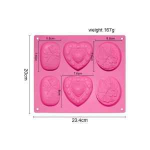 Custom Silicone Cake Mold 6 Cavity Hand Bar Handmade Making Silicone Soap Mold DIY Handmade Craft Mix Patterns 3D Custom Soap Mold Nonstick Easy Release Personalized Soap Moulds Silicone Soap Baking Molds