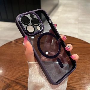 CrashStar MagSafe Magnetic Hard Acrylic Ultra Transparent Anti-fall Phone Case For iPhone 16 15 14 Pro Max Plus 13 12 Pro Max 11 Wireless Charging Phone Casing Cover With Metal Camera Lens Protection