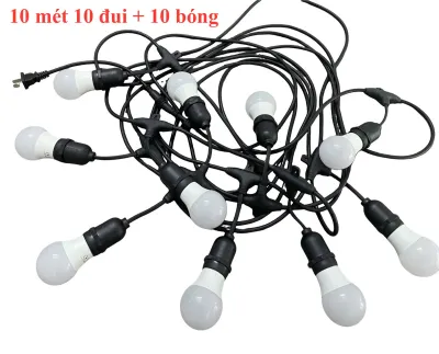 DÂY ĐUI ĐÈN E27 10 MÉT 10 ĐUI 10 MÉT 20 ĐUI KÈM BÓNG CHỐNG NƯỚC TRANG TRÍ NGOÀI TRỜI SÂN VƯỜN QUÁN CÀ PHÊ