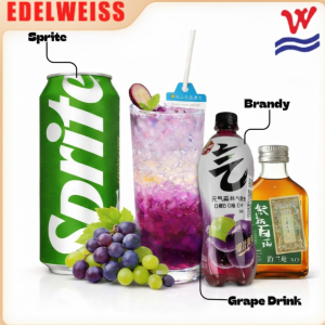DIY Cocktail Kit - Grape Brandy Cocktail Set | Home Bartender Pack w/ Brandy Grape Drinks & Sprite Cups & Straw