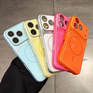 Crystal Lens Protect For Magsafe Case For iPhone 17 16 15 14 13 Pro Max Plus Large Window Magnetic Acrylic Backboard Hard Cover