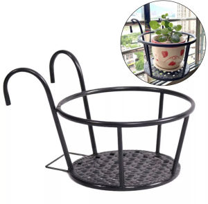[SG SELLER]Hanging Rack Hanging Pot Flower Pot Outdoor & Indoor Plant Holder Stand Iron Art Hanging Baskets Flower Pot Stand Hanging Railing Planter Flower Pot Holder Balcony Plant Rack for Patio Porch or Outdoor Fence