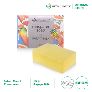 METAL FORTIS Sabun Mandi Extract Papaya Dan Susu 85 Gr Transparent Soap Dengan Vitamin E Menjaga Kelembaban Kulit MET