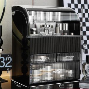⚡SG STOCK⚡Large Acrylic Makeup Organizer Dustproof Multi-Tier Storage Clear Cosmetic Shelf Desktop Shelf Drawer Storage Organizer