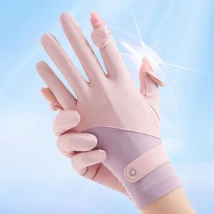 HANZE Anti-Sunburn Sun Protection Gloves Mittens Breathable Sunscreen Ice Silk Gloves Dew Finger Touch Screen Gloves Anti-UV Summer Sunscreen Gloves Outdoor Cycling