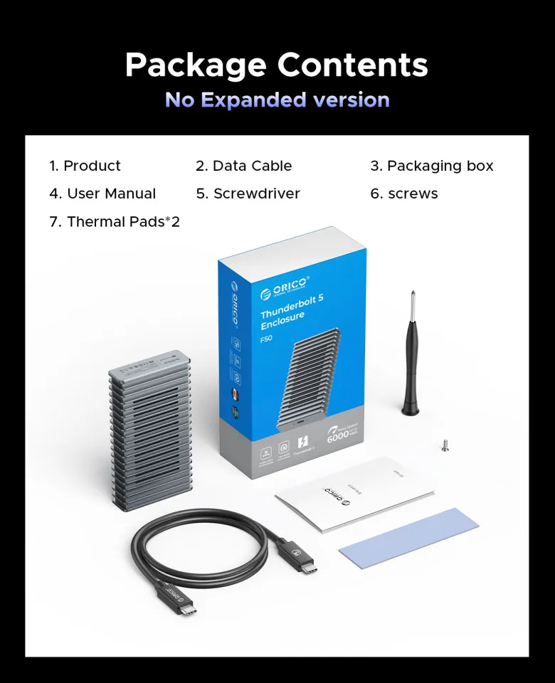 ORICO 80Gbps Thunderbolt 5-Compatible SSD Enclosure with Fan ORICO 80Gbps Thunderbolt 5-Compatible SSD Enclosure with Fan