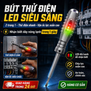 ⚡Ship Nhanh⚡Tuốc vít thử điện lực xoắn cao Bút thử điện LED sáng màu Bút điện đo ngắt mạch chuyên dụng