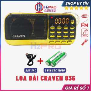 Combo Loa Đài Craven Nghe Thẻ Nhớ Usb Fm Pin Sạc Máy Nghe Nhạc Mini Tắm Ngôn Ngữ Craven 853-836 - H2Pro Audio