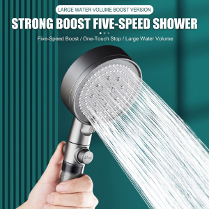 Handheld Shower Head Set With Filter High‑Pressure Pressurized Silicone Nozzles Multi‑Mode 1‑Click Stop Sprinkler For Bathroom Showering