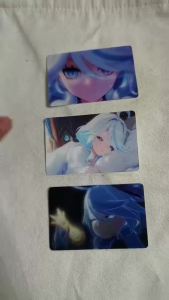 3Pcs/Pack God of Justice Furina Focalors 3D Lenticular Holographic Dynamic Photo Cards Anime Game Character Display Decor Souvenir Birthday Present for Teens