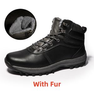 XueChur Handmade Winter Waterproof Men Boots Plush Super Warm Split Leather Outdoor Snow Boots for Men Sneakers Big Size 46 47 48 Men Ankle Boots Non Slip Outdoor Shoes