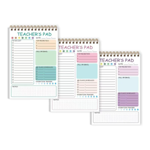 3Pieces Teacher Daily Planner Twin-Wire Binding Daily Checklist Notepads 50Sheets Undated For Classroom Scheduling