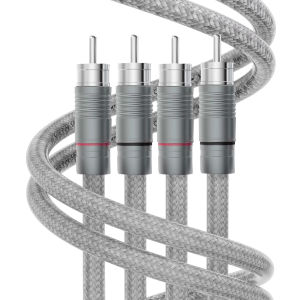 Preffair 99.99% Pure Silver RCA Cable HiFi Audio Interconnect Solid PSS Pure Silver Core Wire Silver-Plated Plug Connector