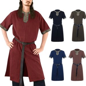 Vintage Warrior Mens Shirt Top Summer Short Sleeve Gothic Viking Renaissance Pirate Costume Medieval Tunic2026