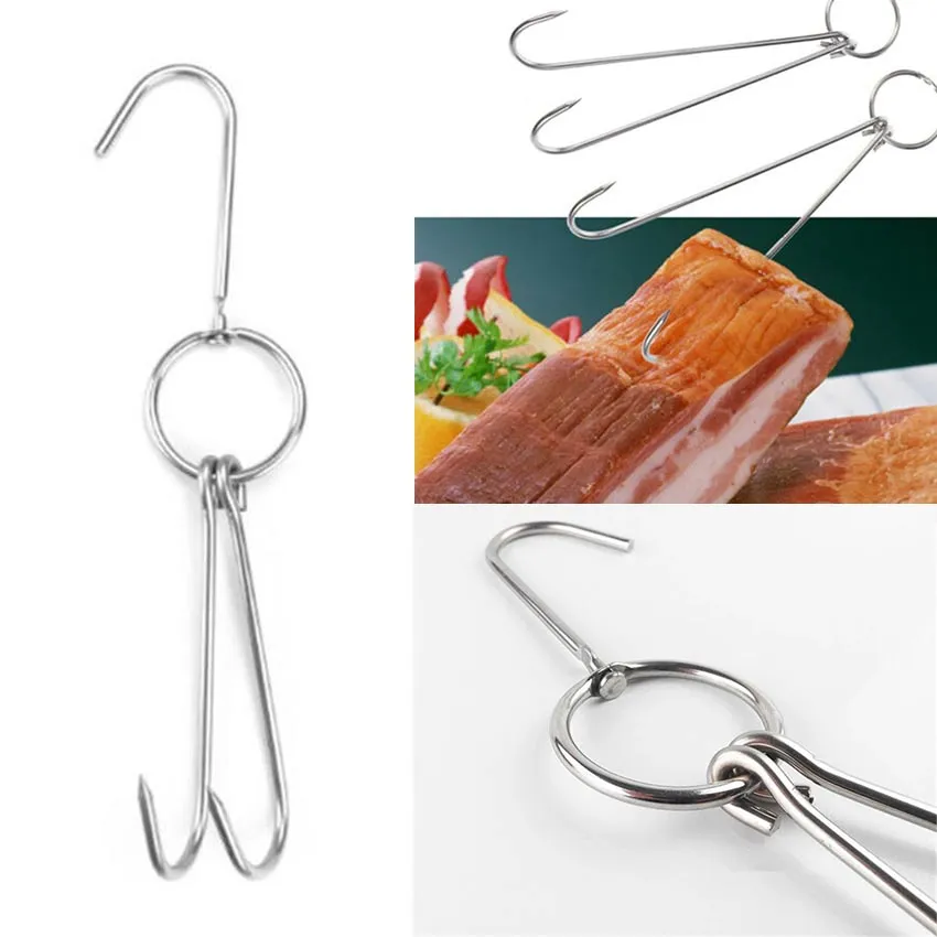 S Shape Hooks Meat Hanger Hanging Beef Duck Bacon Barbecue Hook Dry Bbq  Smoker 