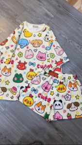 SET ĐỒ BỘ MẶC NHÀ HỌA TIẾT HOẠT HÌNH CUTE NHIỀU MÀU SẮC chất vải thun gân tăm dày dặn co dãn thoáng mát