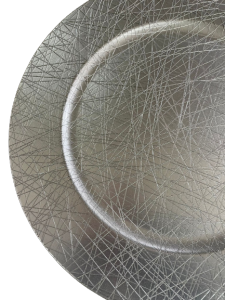 Charger Plate 4-pc Set Scribbles Platinum 13 inch Decorative Plate for Special Dinner Celebrations at Home