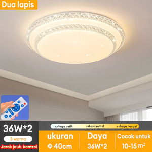 【Garansi 30 tahun】lampu plafon ceilling lampu led kamar tidur crystal 3 warna gorden murah tapi mewah luxury ekstravagan permukaan dipasang lampu led rumah