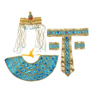 Egyptian Costume Accessories Set Egyptian Pharaoh Headpiece Egyptian Collar Wristbands for Halloween Role Play Cosplay