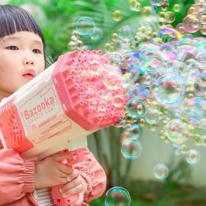 【Lamuse Toys SHOP】Bubble Machine Bubble Blaster with 69 Bubble Holes Bubble Machine Rocket Launcher Gift for Adults Children Indoor Outdoor Party Wedding Pink charmingly DSP\ Childrens Bubble Toys