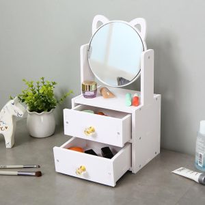NB3# Cat Mini Double Storage drawer type mirror dressing table DIY Decoration