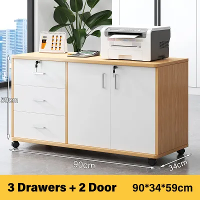Sofya Office Woodiness With Lock Cabinet File Cabinet Move Storage Cabinet Drawer Cabinet Belt Wheel Undertable Storage Cabinet 储物柜 文件柜