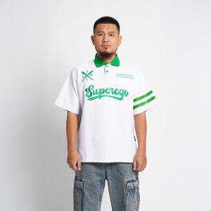 Superego Polo Shirt Baseball White Green PBS01B