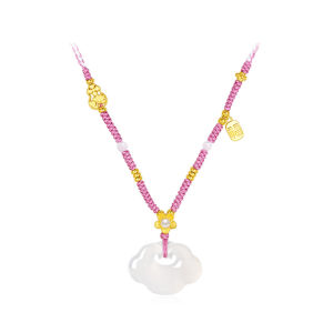 CTS S925 Silver Chalcedony Auspicious Cloud Ping An Buckle Necklace CHOW TAI SENG 周大生 Q0N300500CH Q0N300499CH