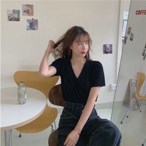 Ladateens shop พร้อมส่ง A040 เสื้อคอวีผ้าบางไม่มาก สไตล์เกาหลี สีสันสดใส 💕💕