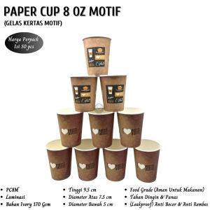 Paper Cup 8 oz Gelas Kopi Kertas (Isi 50 Pcs--PC8M)