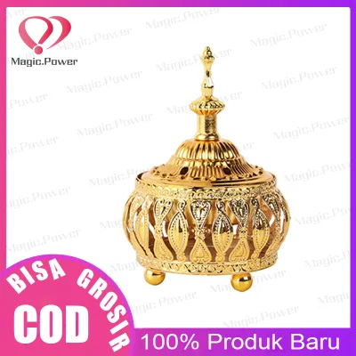 Tempat Bakar Dupa mabkharah Bulat Bahan Logam Warna Emas Arab