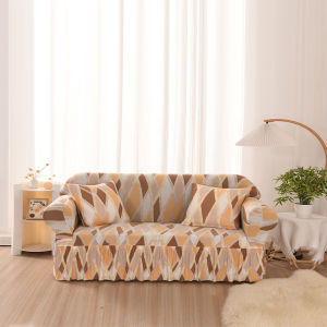 1/2/3/4 Seater Solid Color Sofa Cover Stretch L Shape Universal Slipcover Seat Cover(With foam sticks) 沙发套