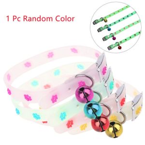 Pet Glowing Collars with Bells Glow at Night Dogs Cats Necklace Light Luminous Neck Ring Accessories