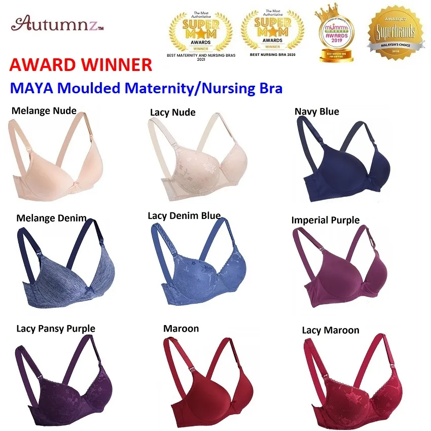 Autumnz Maya Moulded Maternity / Nursing Bra (No Underwire) *AWARD WINNER  2021/2020/2019/2018* - Lacy Black