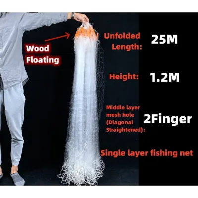 【Ready To Use】Fishing Net 1/2/3 Layer White Floating Net Durable Sink Net Nylon Fishing Net COD